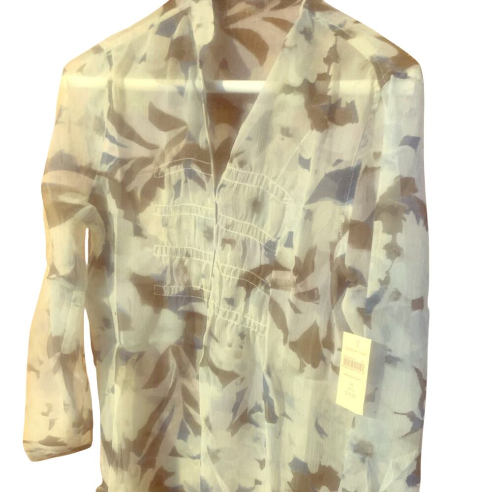 Clearance  - Women's Coldwater Creek Sheer Faded Floral Tunic Ruched PS 6-8 New
